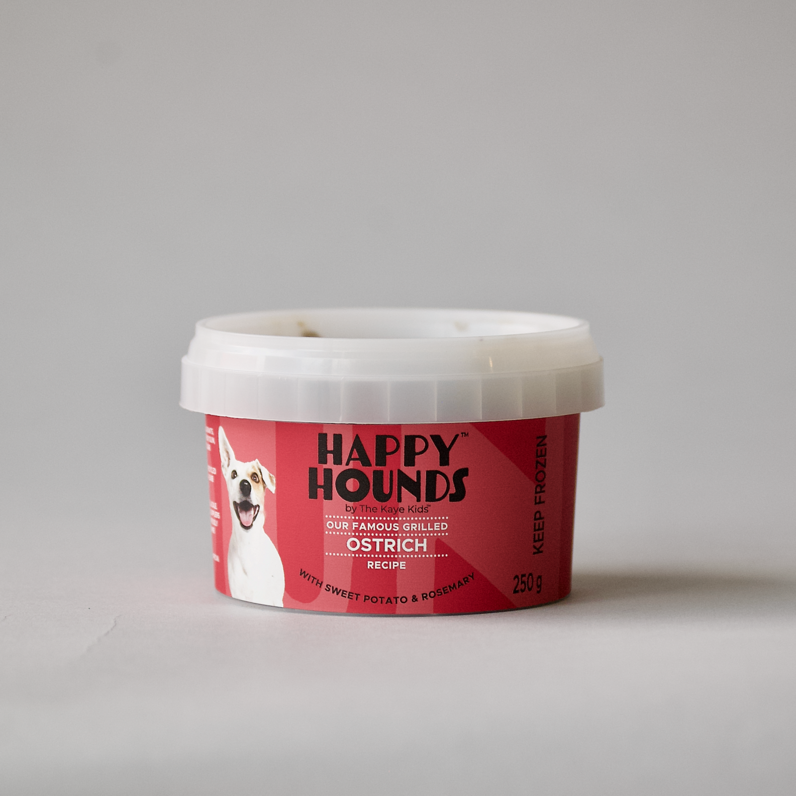 Happy Hounds famous ostrich with sweet potato and rosemary dog food