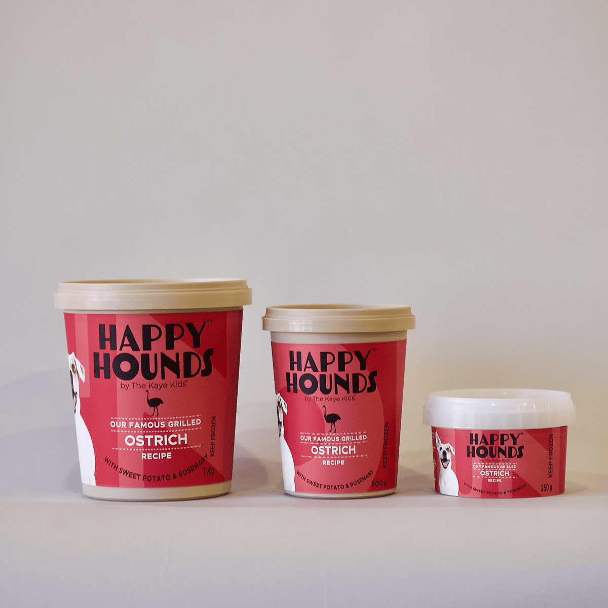 Happy Hounds famous ostrich with sweet potato and rosemary dog food